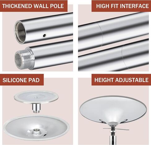 ZenStyle Premium 45mm Dance Pole, Luxury Chrome Plated Spinning Static Dancing Pole, Professional Grade with Anti-Rust Finish, for Home, Club, Gym, Pub Use in Kuwait