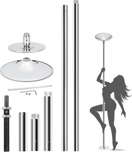 ZenStyle Premium 45mm Dance Pole, Luxury Chrome Plated Spinning Static Dancing Pole, Professional Grade with Anti-Rust Finish, for Home, Club, Gym, Pub Use in Kuwait