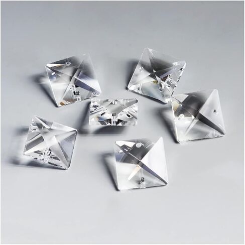 Hanging Crystals Prisms 100pcs 14/16/18/20mm Square Loose Crystal Bead 2 Holes Chandelier Hanging Lamp Lighting Part Hangings Crystals for Decoration(14mm) in Kuwait