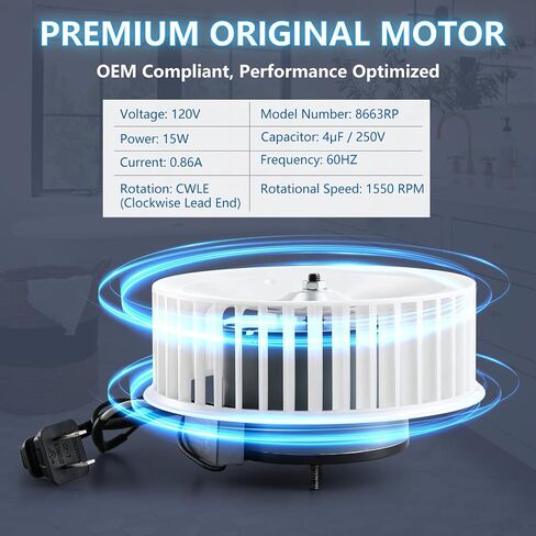 8663RP 8664RP Bathroom Fan Motor Replacement & Fan Blower Wheel Assembly, Replaces JA2B104N 97017705 Motor Fits for NuTone 8663RP 8664RP 8673 8814 8814R 671RB 672RB 8832N B Unit Broan 750 751 Ser in Kuwait