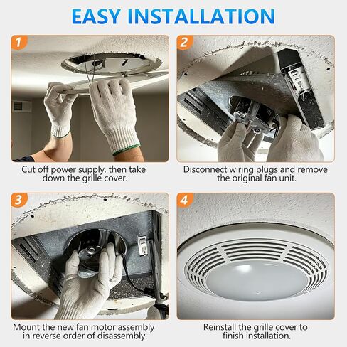 8663RP 8664RP Bathroom Fan Motor Replacement & Fan Blower Wheel Assembly, Replaces JA2B104N 97017705 Motor Fits for NuTone 8663RP 8664RP 8673 8814 8814R 671RB 672RB 8832N B Unit Broan 750 751 Ser in Kuwait
