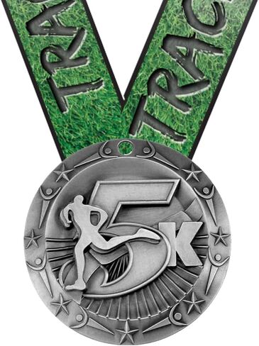 جوائز العقد ميدالية محفورة من الطراز العالمي 5K - ذهبي أو فضي أو برونزي | ميدالية سباق بعرض 3 بوصات و5 كيلومترات مع شريط برقبة على شكل حرف V للمضمار والميدان - قم بالتخصيص الآن in Kuwait