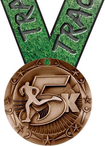 جوائز العقد ميدالية محفورة من الطراز العالمي 5K - ذهبي أو فضي أو برونزي | ميدالية سباق بعرض 3 بوصات و5 كيلومترات مع شريط برقبة على شكل حرف V للمضمار والميدان - قم بالتخصيص الآن in Kuwait