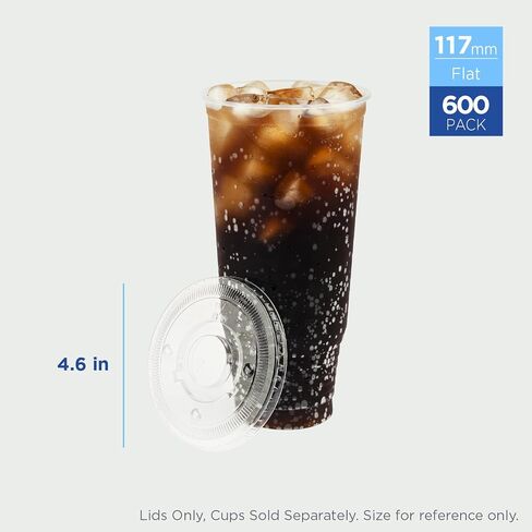 Karat C-KCL117 PET Flat Lid, Fits 42-52 oz 117mm Diameter PP/Paper Cold Cup (Pack of 600) in Kuwait