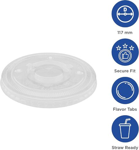 Karat C-KCL117 PET Flat Lid, Fits 42-52 oz 117mm Diameter PP/Paper Cold Cup (Pack of 600) in Kuwait