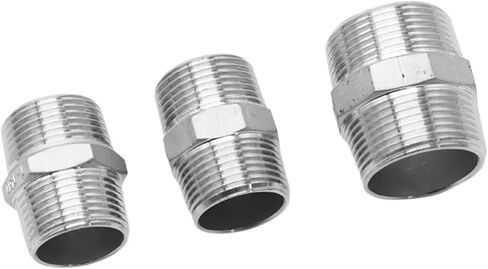 1/8" 1/4" 3/8" 1/2" 3/4" 1" 1.5" 2" 3" 4" Male Hex Nipple 316 Stainless Steel Pipe Fitting Coupler Connector Water(1/8") in Kuwait