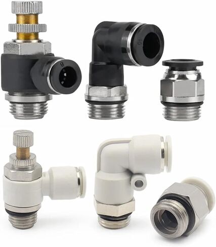 10 قطعة قطعة BSPP أبيض G 1/8 "1/4" 3/8 "1/2" BSPP ذكر x 4 6 8 10 12 مللي متر تركيب الأنابيب الهوائية صمام خنق ضاغط الهواء (10-G01) in Kuwait