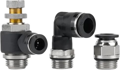 10 قطعة قطعة BSPP أبيض G 1/8 "1/4" 3/8 "1/2" BSPP ذكر x 4 6 8 10 12 مللي متر تركيب الأنابيب الهوائية صمام خنق ضاغط الهواء (10-G01) in Kuwait