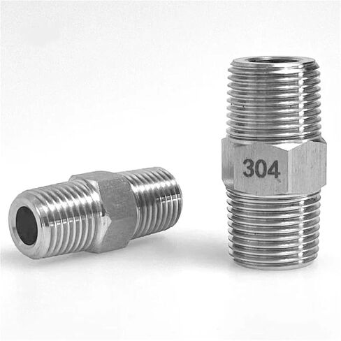 1/8 "1/4" 3/8 "1/2" 3/4 "1" NPT M14 M20 متري الموضوع 304 سداسية من الفولاذ المقاوم للصدأ الحلمة موصل تركيب أنابيب الضغط العالي (BSPP1I4 إلى NPT1I8) in Kuwait
