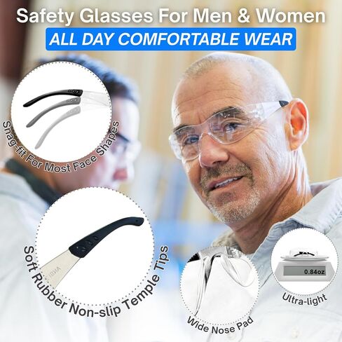 Safety Glasses Ansi Z87.1 Clear Safety Glasses Bulk Impact Scratch Resistant Lens Protective Eyewear for Men Women in Kuwait