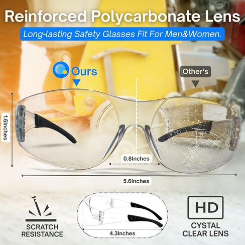Safety Glasses Ansi Z87.1 Clear Safety Glasses Bulk Impact Scratch Resistant Lens Protective Eyewear for Men Women in Kuwait
