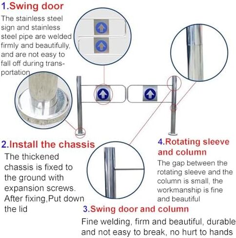 Stainless Steel Safety Gate for Supermarkets & Libraries, Durable Pedestrian Swing Door, 80x97cm Driveway Access, Secure Entrance Solution for Stores & Public Spaces in Kuwait