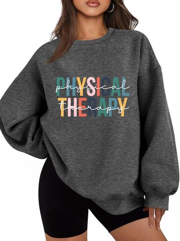 العلاج الطبيعي البلوز المرأة مضحك الرسم العلاج الطبيعي الهدايا Crewneck البلوز الصوف سترة قمم in Kuwait