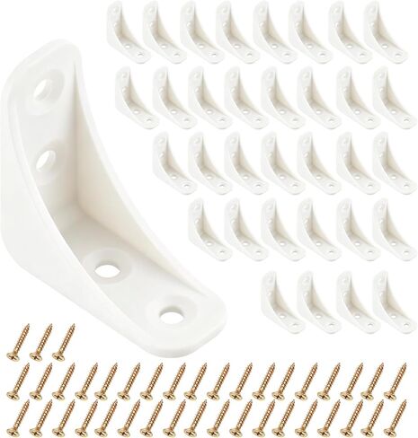 20 Pcs L Shape Brackets, 1.5"x1.5", 16mm Width | Plastic Nylon Corner Braces with Screws, 90 Degree Right Angle Brackets for Cabinet, Shelves Wood Furniture in Kuwait