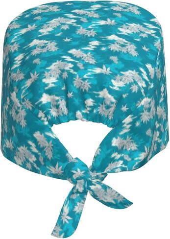 Blue White Palm Trees(1) Print Scrub Caps Women Men, Nurse Cap Surgical Caps Scrub Hats for Women Men, Adjustable Working Cap with Sweatband in Kuwait