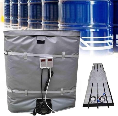 Professional 275 Gallon Full Coverage IBC Tote Heater Blanket, 2000W/4000W Drum Warmer, Adjustable Temperature 0~150°C, Fast Heating, Removable Design 1000L/275Gal-Grey in Kuwait