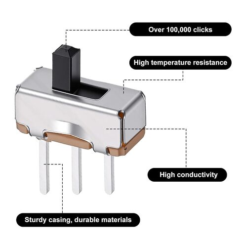 150 قطعة SPDT Micro Mini Slide Switch، 1P2T 2 موضع 3 دبوس تبديل مفاتيح لوحة عمودية جبل SS12D00G مقبض 3 مم لوحدة التحكم الدقيقة PCB لوحة التجارب الإلكترونية DC 50V 0.5A in Kuwait
