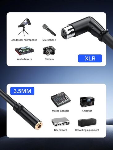 كابل محول الزاوية اليمنى XLR إلى 1/8، كابل صوت ستيريو أنثى 90 درجة XLR إلى 3.5 مم TRS أنثى لميكروفون خلاط مكبر الصوت (0.3 متر/1 قدم) in Kuwait