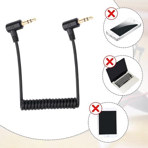 قطعتان من كابل الميكروفون 3.5 مم، سلك ميكروفون للكاميرات، كابل ميكروفون متوافق مع DJI Mic 2 وميكروفون Rode اللاسلكي Pro ملفوف مزدوج 3.5 مم TRS كابل تصحيح ميكروفون صوتي in Kuwait