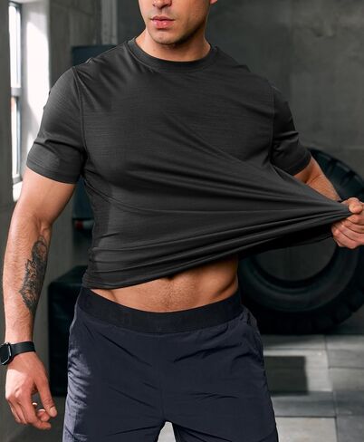 VOGSTART Mens Athletic Tshirt Dry Fit Cooling Lightweight Moisture Wicking Textured Workout T-Shirt (S-XXL) in Kuwait