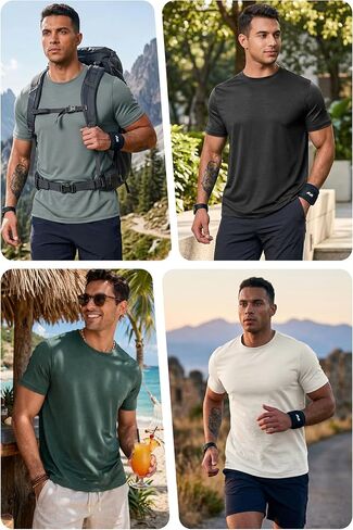 VOGSTART Mens Athletic Tshirt Dry Fit Cooling Lightweight Moisture Wicking Textured Workout T-Shirt (S-XXL) in Kuwait
