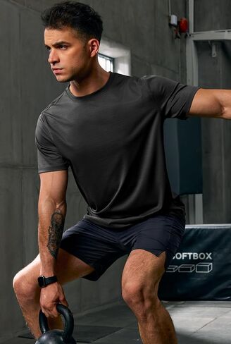 VOGSTART Mens Athletic Tshirt Dry Fit Cooling Lightweight Moisture Wicking Textured Workout T-Shirt (S-XXL) in Kuwait