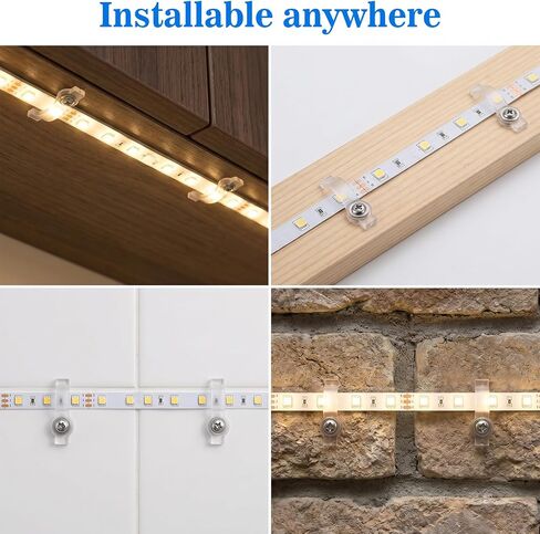 100 حزمة من مشابك شريط إضاءة LED شفافة، مشابك شريط إضاءة LED لشريط أضواء مقاوم للماء بعرض 10 مم مع 100 مسمار مشبك تثبيت شريط LED للأماكن الخارجية (تثبيت من جانب واحد) in Kuwait