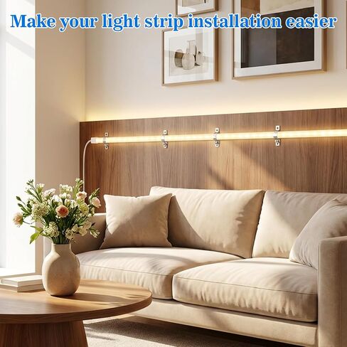 100 حزمة من مشابك شريط إضاءة LED شفافة، مشابك شريط إضاءة LED لشريط أضواء مقاوم للماء بعرض 10 مم مع 100 مسمار مشبك تثبيت شريط LED للأماكن الخارجية (تثبيت من جانب واحد) in Kuwait
