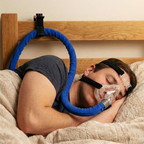 2 Pack - CPAP Hose Holder Adjustable Clamp Mount – No Drill Bed Rail Clip, Secure U-Shape Tube Hook for Tangle-Free CPAP Tubing Support - Made in USA - Black (Hose Cover Campatible) in Kuwait