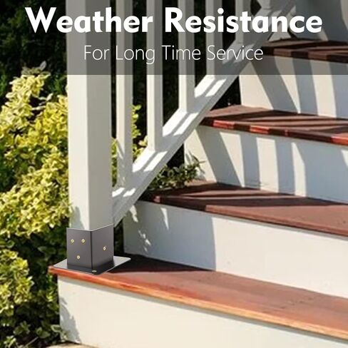 دعامة قاعدة عمود 4 × 4 شديدة التحمل، 4 قطع مقاس داخلي 3.6 × 3.6 بوصة للخشب القياسي 4 × 4، فولاذ صلب مطلي بمسحوق أسود - مرساة على سطح السفينة، عريشة، سياج ودعم حامل صندوق البريد (4) in Kuwait