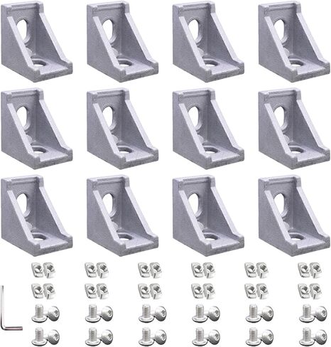 20 Sets 2020 Series Aluminum Extrusion Profile Connector,20pcs Extruded 2020 Corner Bracket,with 40pcs Drop in T Nuts and Screws, for T Slot Aluminum Extrusion Profile Accessories in Kuwait