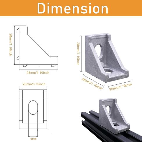 20 Sets 2020 Series Aluminum Extrusion Profile Connector,20pcs Extruded 2020 Corner Bracket,with 40pcs Drop in T Nuts and Screws, for T Slot Aluminum Extrusion Profile Accessories in Kuwait