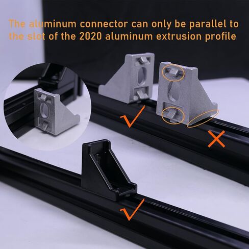 20 Sets 2020 Series Aluminum Extrusion Profile Connector,20pcs Extruded 2020 Corner Bracket,with 40pcs Drop in T Nuts and Screws, for T Slot Aluminum Extrusion Profile Accessories in Kuwait