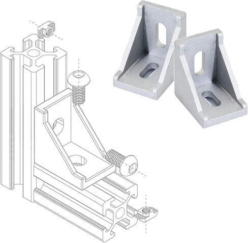 20 Sets 2020 Series Aluminum Extrusion Profile Connector,20pcs Extruded 2020 Corner Bracket,with 40pcs Drop in T Nuts and Screws, for T Slot Aluminum Extrusion Profile Accessories in Kuwait