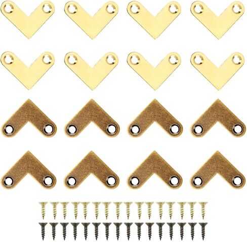 16pcs 1-inch L Bracket Flat Corner Brace Brass L Shape Flat Bracket Bronze 90 Degree Iron Corner Clamps, Fixing Repair Joint for Wood Furniture in Kuwait
