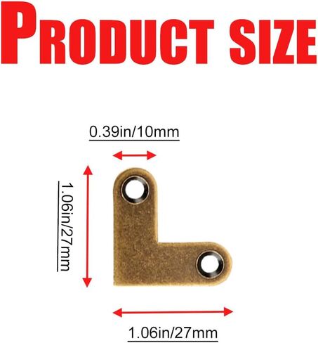 16pcs 1-inch L Bracket Flat Corner Brace Brass L Shape Flat Bracket Bronze 90 Degree Iron Corner Clamps, Fixing Repair Joint for Wood Furniture in Kuwait