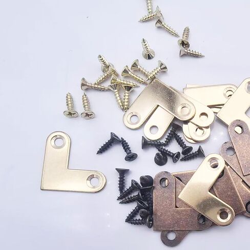 16pcs 1-inch L Bracket Flat Corner Brace Brass L Shape Flat Bracket Bronze 90 Degree Iron Corner Clamps, Fixing Repair Joint for Wood Furniture in Kuwait