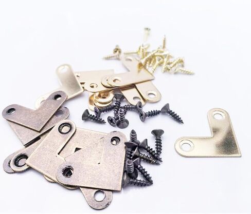 16pcs 1-inch L Bracket Flat Corner Brace Brass L Shape Flat Bracket Bronze 90 Degree Iron Corner Clamps, Fixing Repair Joint for Wood Furniture in Kuwait