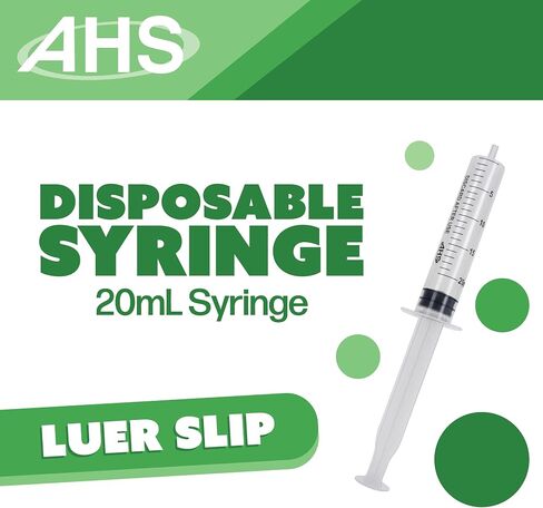 حقنة Luer Slip 20 مل (50 عبوة)، معقمة، مغلفة بشكل فردي، محاقن للسائل، المختبرات العلمية، محاقن تغذية للحيوانات الأليفة، القياس، الطب، التوزيع، والفم، شفافة in Kuwait