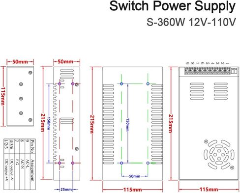 360 واط تبديل التيار الكهربائي S-360W DC12V-110V إخراج واحد لآلة الليزر (36 فولت 22A) in Kuwait