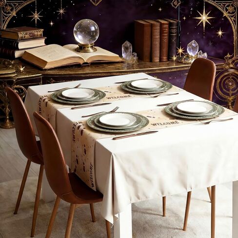 2 Pcs Footprint Map Magical Wizard Table Runner 13 x 72 Inch Wizard Party Decorations Linen Vintage Birthday Party Table Runner Decor for Home Dining Room Kitchen in Kuwait