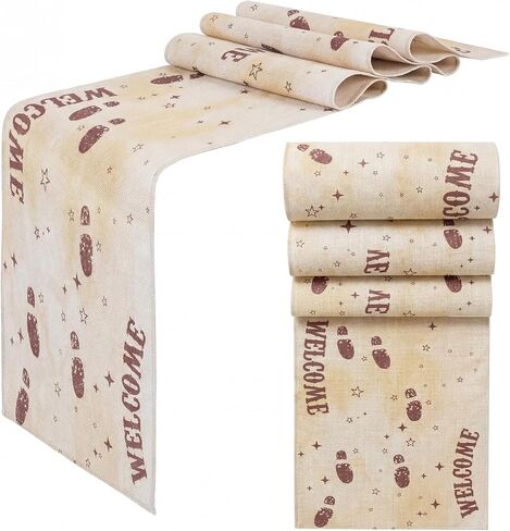 2 Pcs Footprint Map Magical Wizard Table Runner 13 x 72 Inch Wizard Party Decorations Linen Vintage Birthday Party Table Runner Decor for Home Dining Room Kitchen in Kuwait