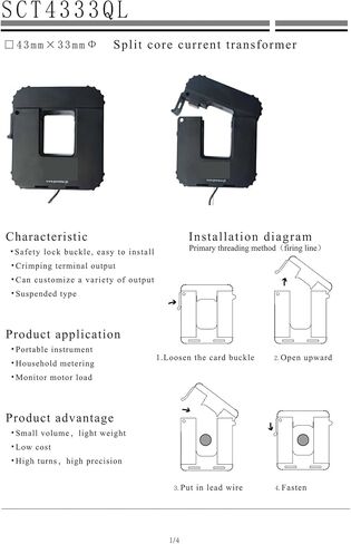 SCT4333QL Input 100A 200A 300A 400A 500A 600A Output 5A Accuracy 3%/1%/0.5% AC Sensor Split Core Current Transformer(100A-5A 3) in Kuwait