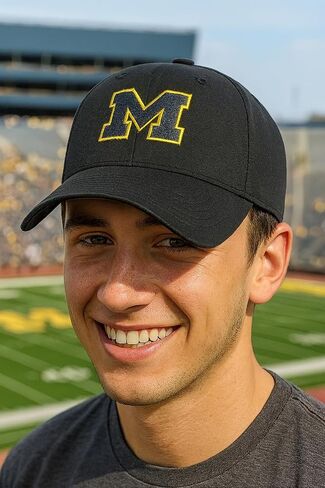 قبعة MVP سوداء مرخصة رسميًا من جامعة ميشيغان بشعار الفريق الكلاسيكي، قبعة منظمة قابلة للتعديل متعددة الألوان in Kuwait