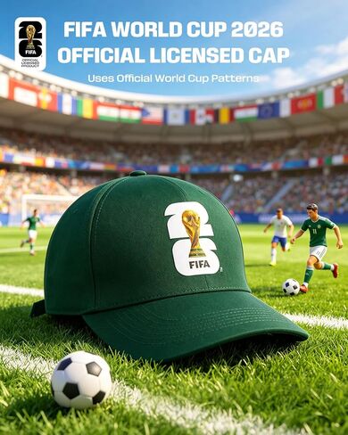 قبعة بيسبول رسمية من FIFA World Cup 2026، قبعة كرة قدم قطنية قابلة للتعديل للرجال والنساء، قبعة كرة قدم مريحة للتنفس للرياضات الخارجية، والسفر، ويوم المباراة والارتداء اليومي (أخضر) in Kuwait