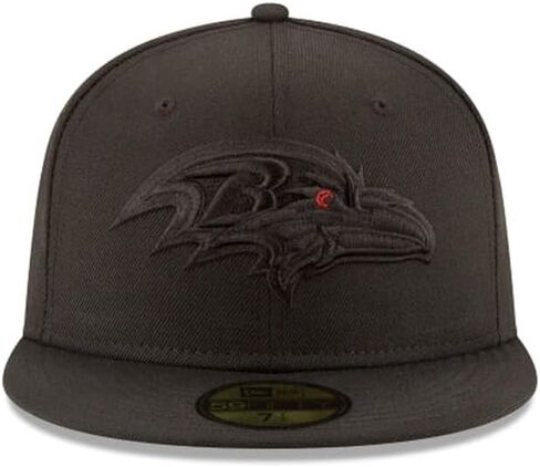 New Era NFL 59FIFTY Baltimore Ravens Black on Black Authentic Collection Fitted On Field Football Cap Hat in Kuwait