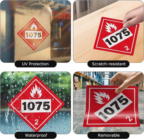 10 عبوات 1075 لافتة من الدرجة 2 غاز قابل للاشتعال 10.75 × 10.75 بوصة | متوافق مع DOT Hazmat، ملصقات المخاطر، الفينيل، ذاتية اللصق، التصاق قوي، ملصقات أمان لتخزين مناولة الشحن in Kuwait