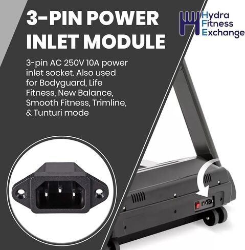 مقبس توصيل وحدة مدخل الطاقة 3-Pin من Hydra Fitness Exchange، تيار متردد 250 فولت 10 أمبير، موصل تثبيت لوحة ذكر، حامل لولبي، بلاستيك ومعدن، وحدة إدخال الطاقة لأجهزة المشي والمعدات in Kuwait