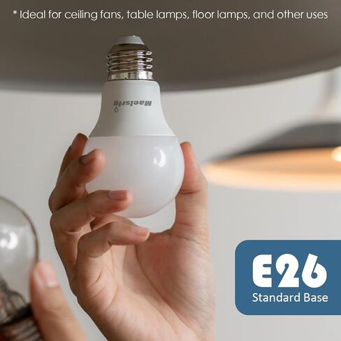 Maelsrlg A19 مصابيح LED مكافئة 60 وات، 90 CRI، قابلة للتعتيم، أبيض دافئ 3000K، 760 لومن، قاعدة E26، 120 فولت، 8 وات لمبات LED لغرفة النوم وغرفة المعيشة، 8 عبوات in Kuwait