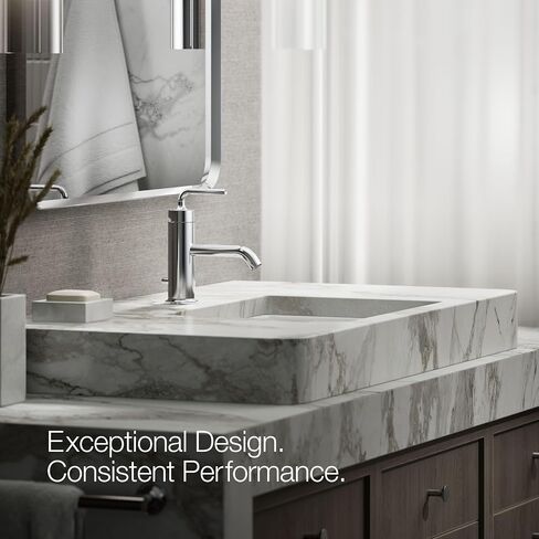 KOHLER K-14402-4A-CP Purist® صنبور حوض الحمام بمقبض واحد، مقبض رافعة مستقيمة، صنابير الحمام، 1.2 GPM، كروم مصقول in Kuwait